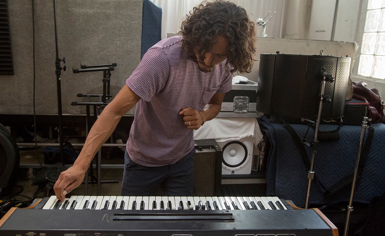 Bardo of Chicano Batman playing his vintage Crumar organ