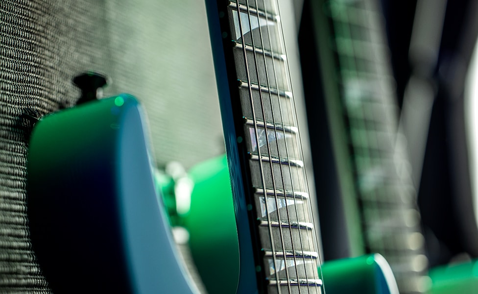 A closer look at the neck of the Jackson American Series Soloist SL3