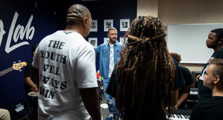 Justin Timberlake grooves along as Stax students present 'Lab' results -  Stax Music Academy