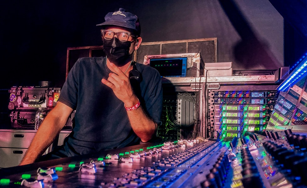 Michael Pierce seated at a Digico Console