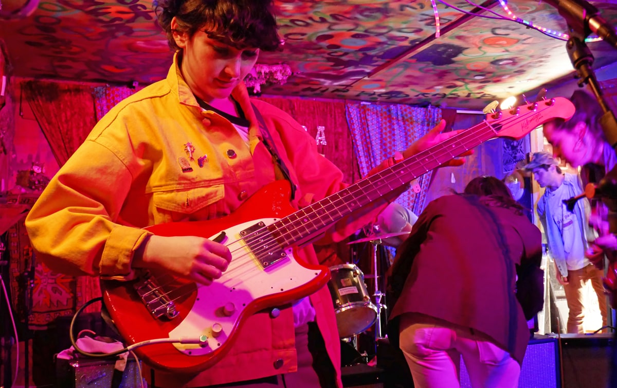 Ade of Hinds tunes her Kalamazoo Bass