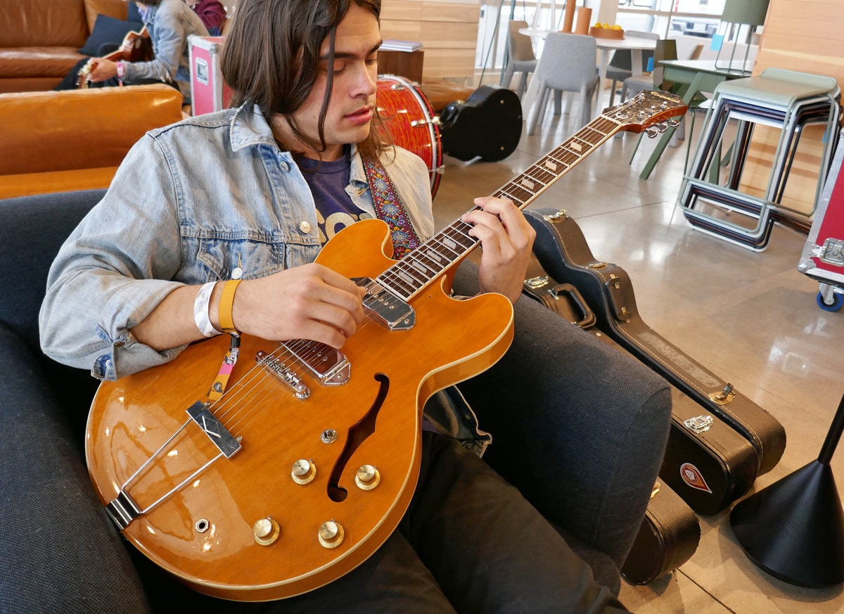 Derek of Vista Kicks with his Epiphone Casino