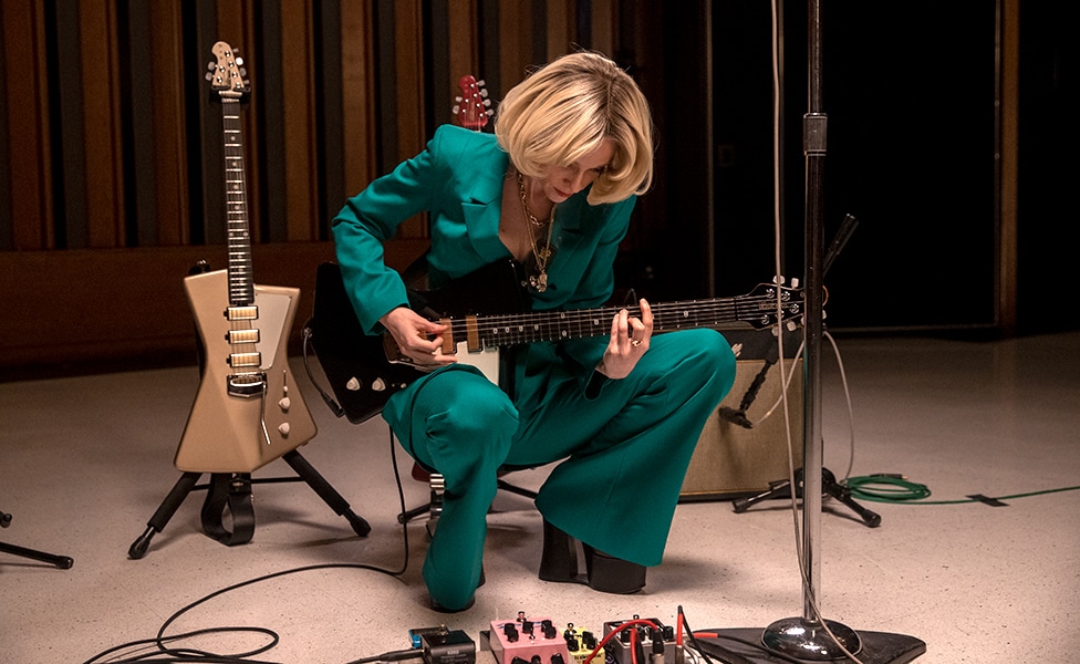 St. Vincent with signature Goldie guitars and pedals