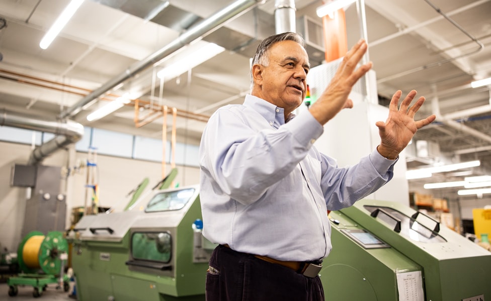 Jim D'Addario in the D'Addario Factory in Farmingdale, NY