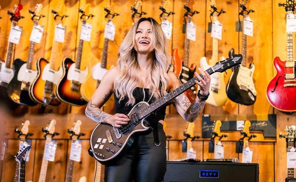 Kiki Wong Playing On-stage at Guitar Center Hollywood