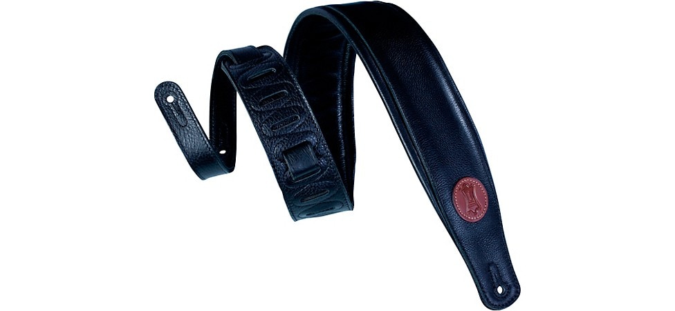 Levy's MSS2-BLK 3" Signature Series Black Leather Guitar Strap