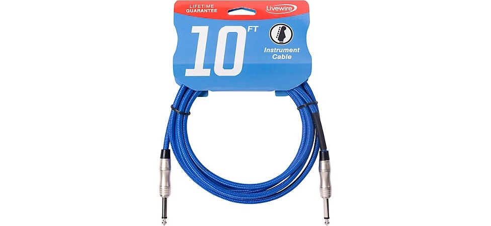 Livewire Braided Instrument Cable 10ft in Electric Blue