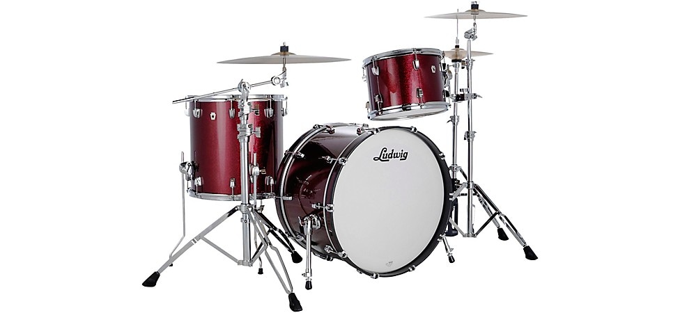 Ludwig NeuSonic 3-Piece Fab Shell Pack with 22" Bass Drum in Merlot Super Sparkle