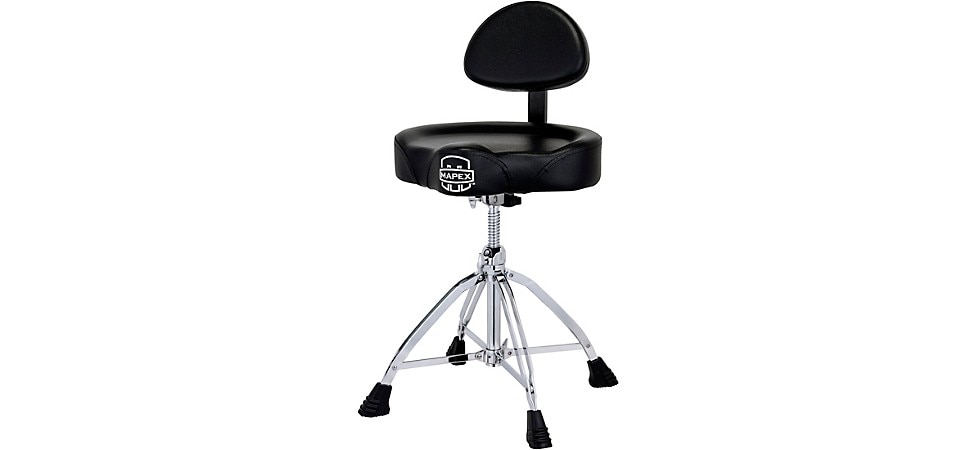 Mapex Saddle Top Drum Throne With Backrest and Double-Braced Quad Legs