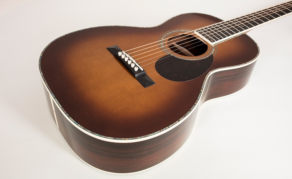 A closer look at the Martin 0042JM-C John Mayer Crossroads Cocobolo Parlor Acoustic Guitar