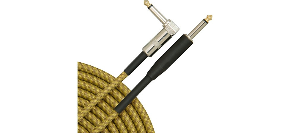 Musician's Gear Tweed Right Angle Instrument Cable Gold 10ft