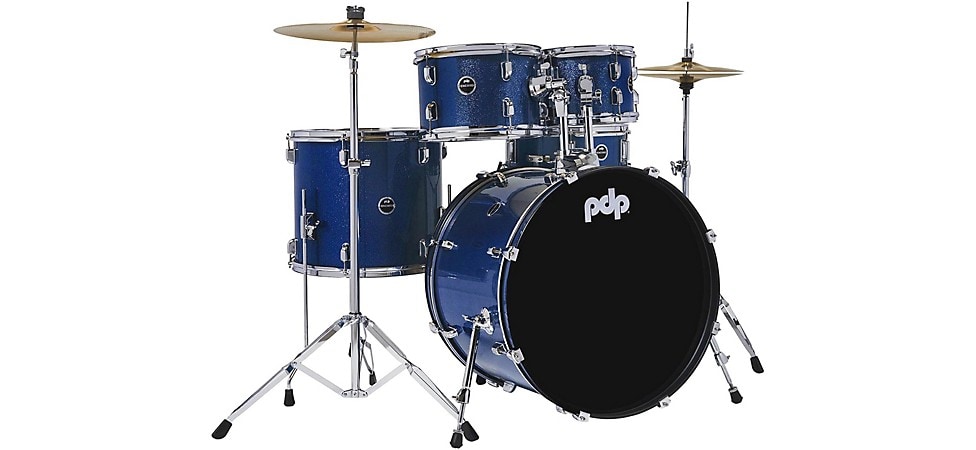 PDP by DW Encore Complete 5-Piece Drum Set With Chrome Hardware and Cymbals Royal Blue