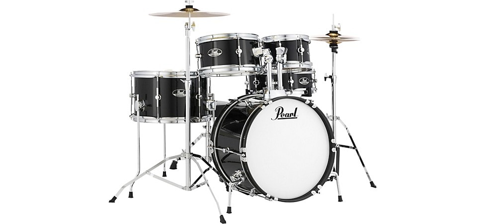 Pearl Roadshow Jr. Drum Set with Hardware and Cymbals Jet Black