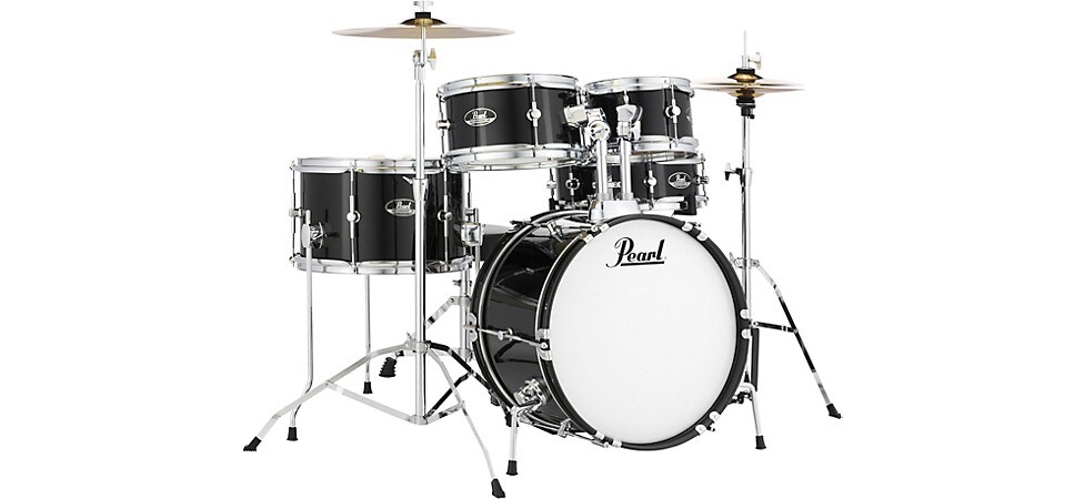 Pearl Roadshow Jr. Drum Set With Hardware and Cymbals Jet Black