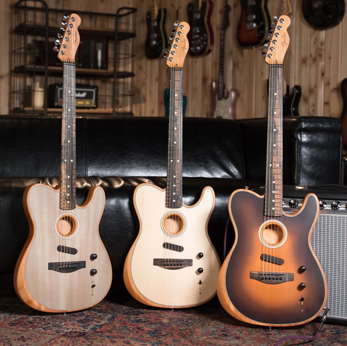 Fender Acoustasonic Telecasters - Space Gray, Natural and Sunburst