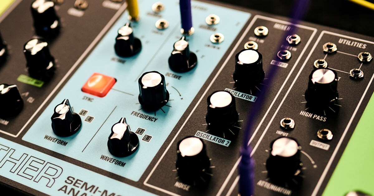 Moog Grandmother Synthesizer closeup of the oscillators