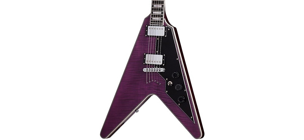 Schecter Guitar Research V-1 Custom Electric Guitar in Transparent Purple