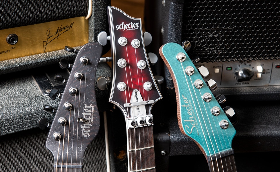 Various Schecter Guitar Headstocks