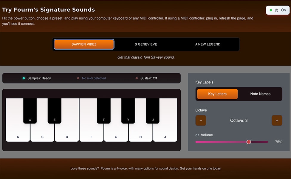 Sequential Fourm Synthesizer MIDI Player