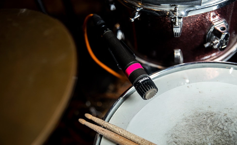 Shure SM57 Dynamic Microphone on a Snare Drum