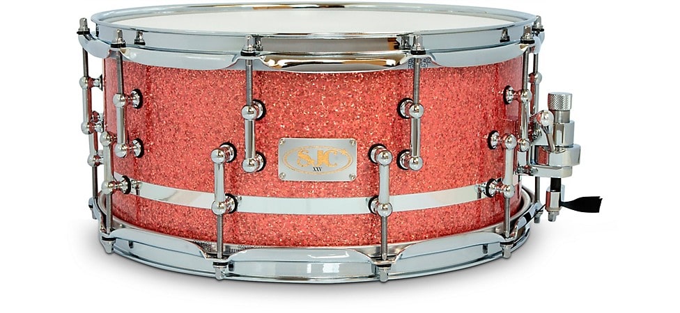 SJC Drums 25th Anniversary USA Custom Maple Snare Drum 14x6.5 in Pink Glitter