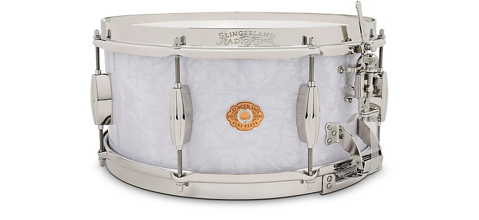 Slingerland Gene Krupa Solid Maple Radio King Snare Drum 14x6.5 in White Marine Pearl