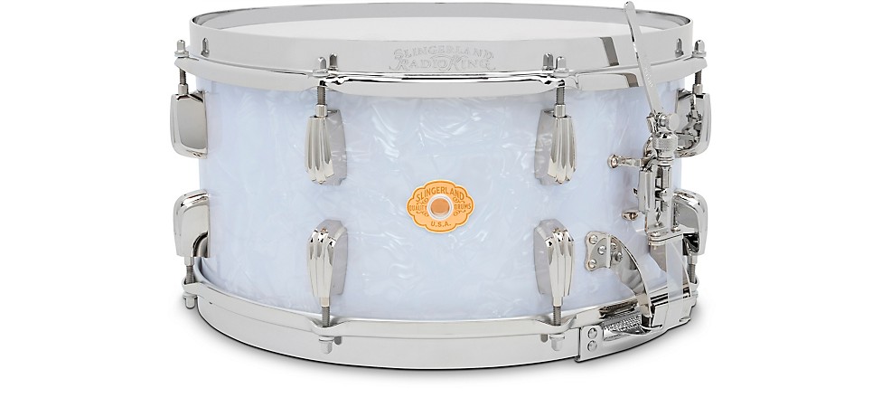 Slingerland Limited-Edition Radio King Ply Maple Snare Drum 14x7" in White Marine Pearl