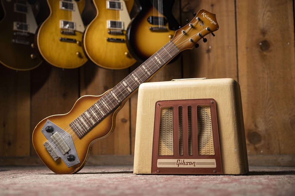 Vintage Kalamazoo Oriole Lap Steel and Gibson BR9 Guitar Amplifier