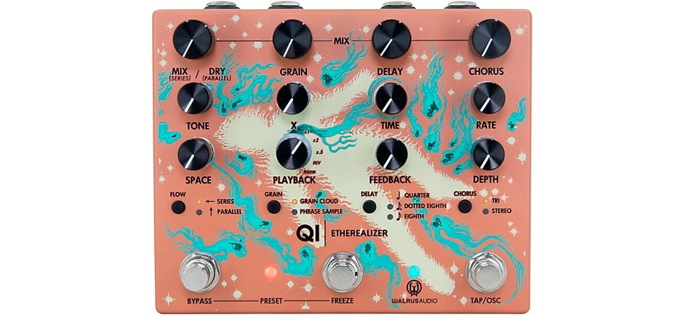 Walrus Audio Qi Etherealizer Chorus, Delay and Granular Effects Pedal in Terracotta