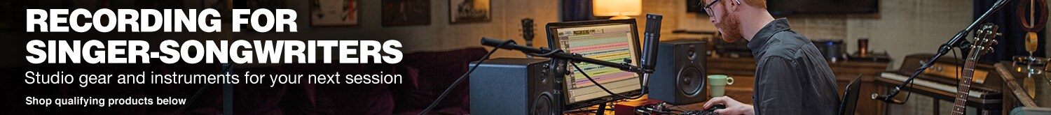 Recording for Singer-Songwriters. Studio gear and instruments for your next session. Shop qualifying products below.