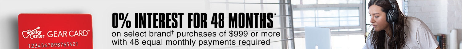 0 percent interest for 48 months on select brand† purchases of 999 dollars or more with 48 equal monthly payments required.