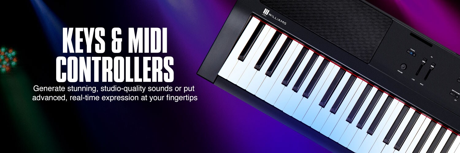 Keys and MIDI controllers. Generate stunning, studio-quality sounds or put advance, real time expression at your fingertips.