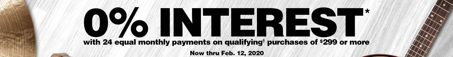 0 percent interest with 24 equal monthly payments on qualifying purchase of $299 or more. Now thru February 12, 2020.