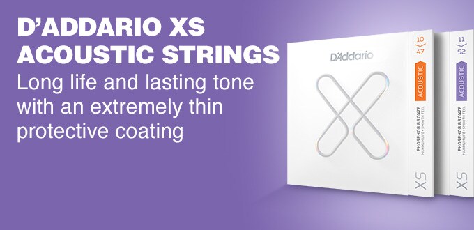 D'Addario XS Acoustic Strings. Long life and lasting tone with an extremely thin protective coating.