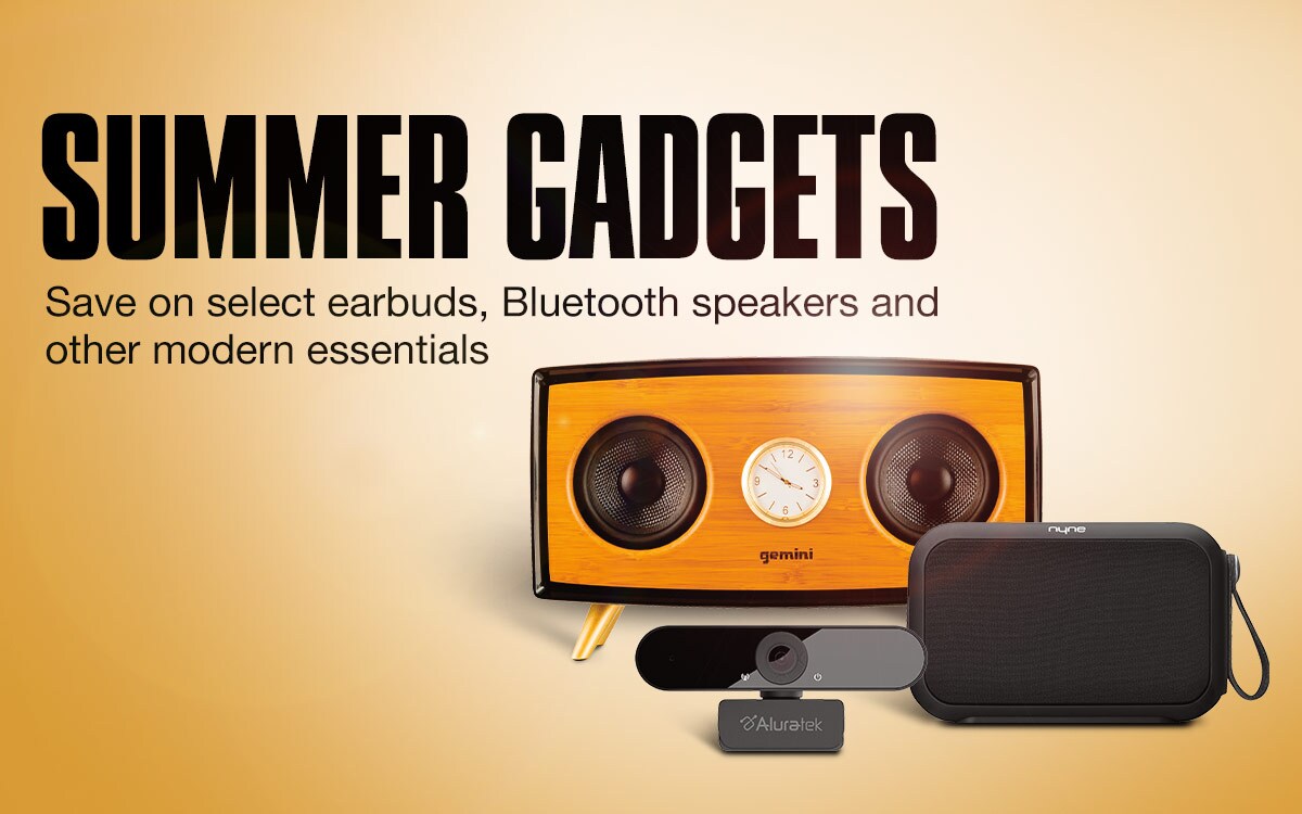 Summer Gadgets. Save on select earbuds, Bluetooth speakers and other modern essentials.