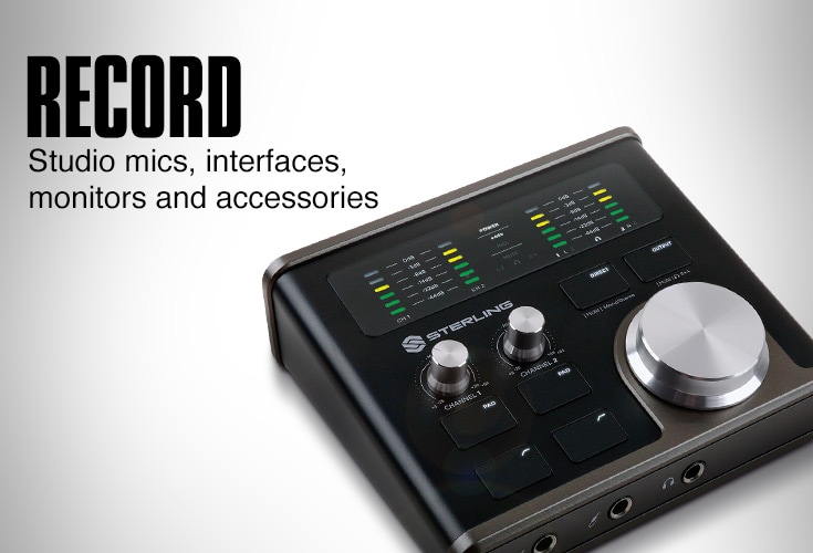 Record. Studio mics, interfaces, monitors and accessories