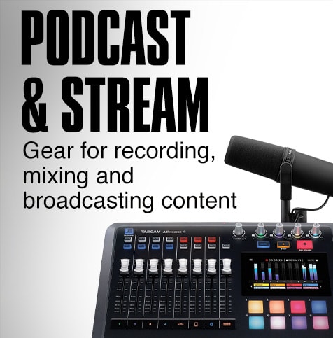 Podcast adn stream. gear for recording, mixing and broadcasting content