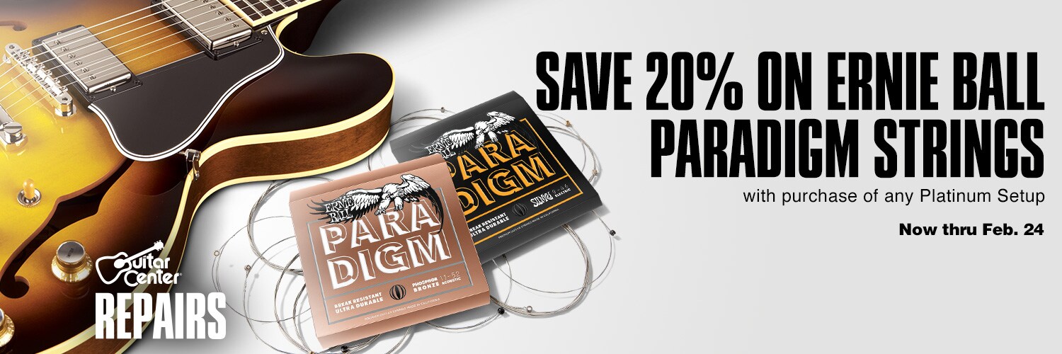 Save 20% on Ernie Ball Paradigm Strings with purchase of any Platinum Setup - Now thru February 24