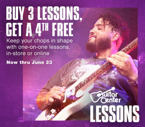 Buy 3 lessons, get a forth free. Keep you chops in shape with one on one lessons, in store or online. Now thru June 23.