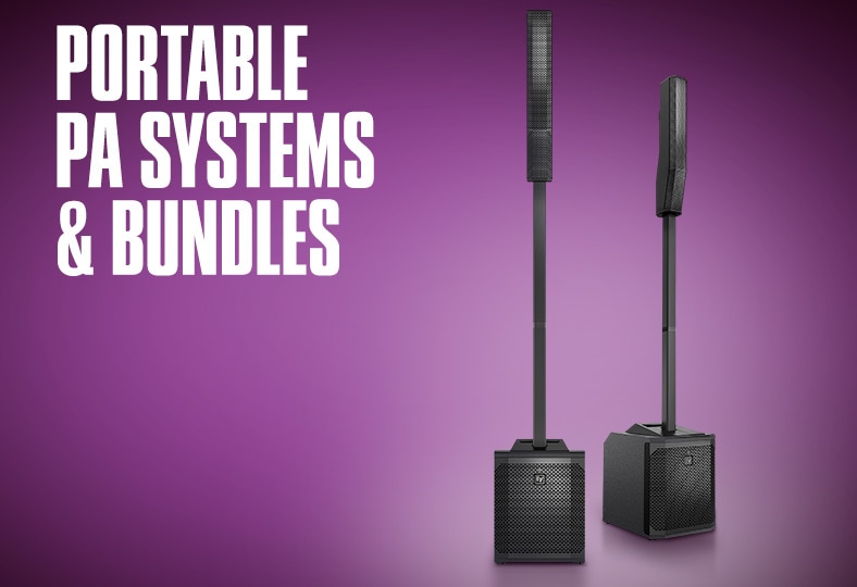 Portable PA systems and bundles.