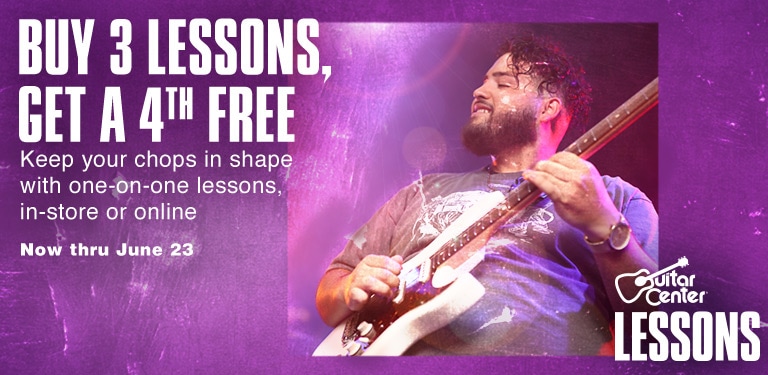 Buy 3 lessons, get a forth free. Keep you chops in shape with one on one lessons, in store or online. Now thru June 23.