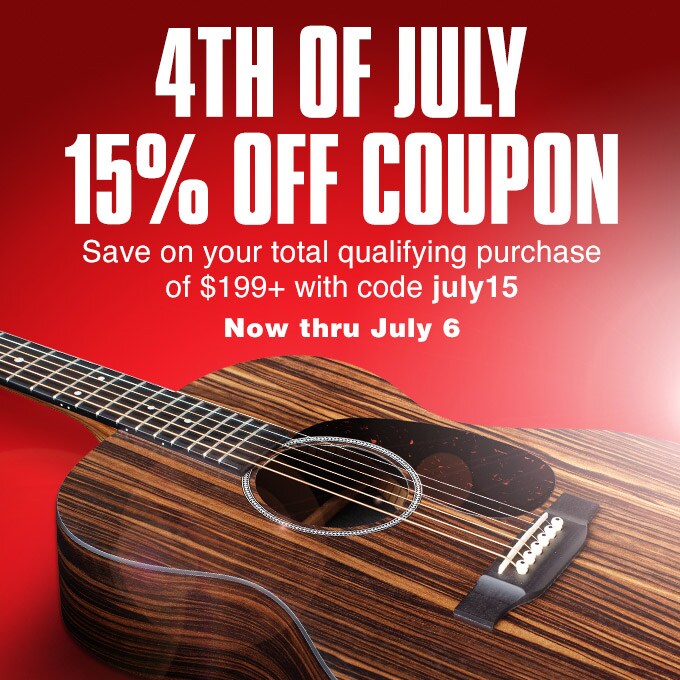 4th of July 15% off coupon. Save on your total qualifying purchase of $199+ with code JULY15. Now thru July 6. Max Discount $500