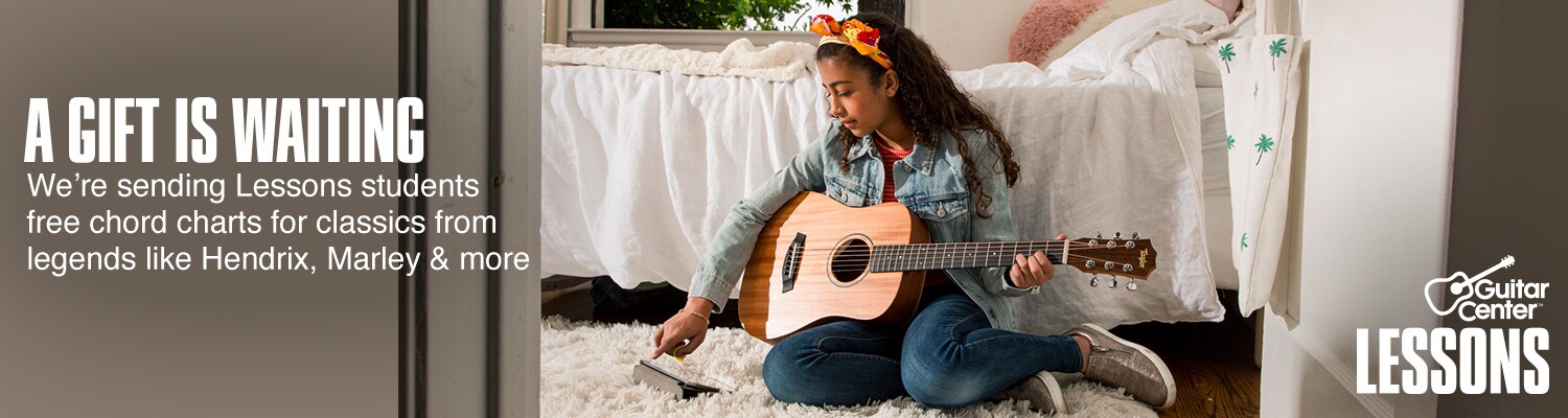 A gift is waiting. We're sending Lessons students free chord charts for classics from legends like Hendrix, Marley and more