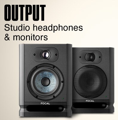 Output. Studio headphones and monitors.
