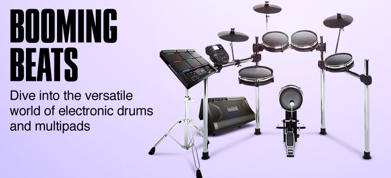 Booming Beats. Dive into the versatile world of electronic drums and multipads.