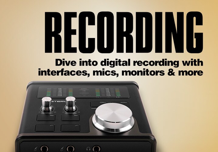 Recording. Dive into digital recording with interfaces, mics, monitors and more
