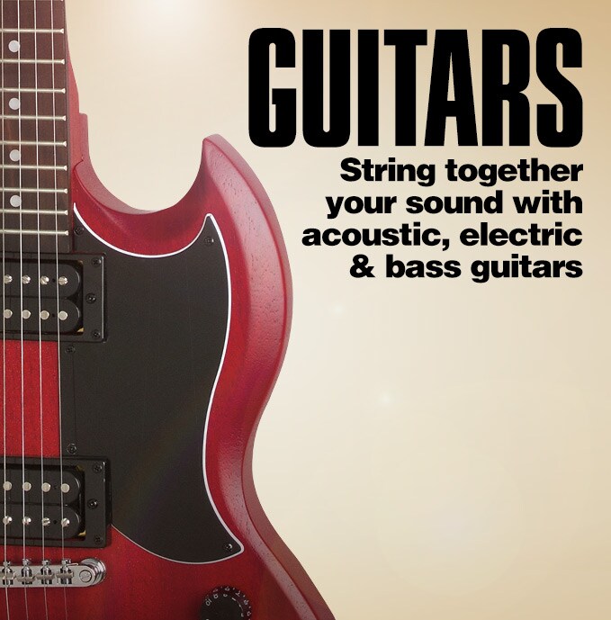 Guitars. String together your sound with acoustic, electric and bass guitars
