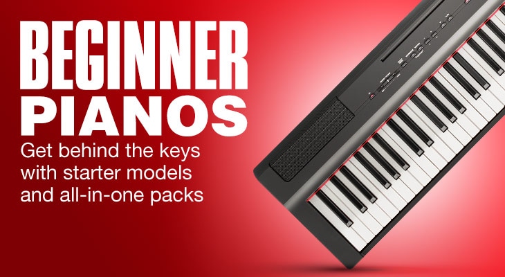 Beginner pianos. Get behind the keys with starter models and all-in-one packs.
