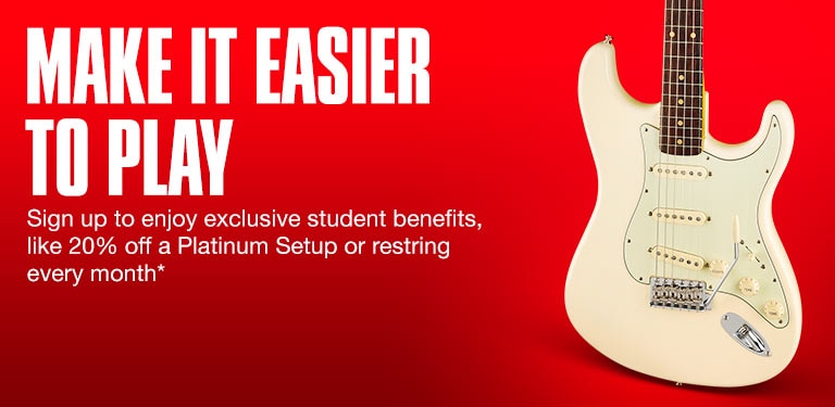 Make it easier to play. Sign up to enjoy exclusive student benefits, like 20% off a Platunum Setup or restring every month*