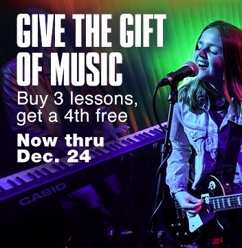Give the gift of music. Buy 3 lessons, get a 4th free. Now thru December 24